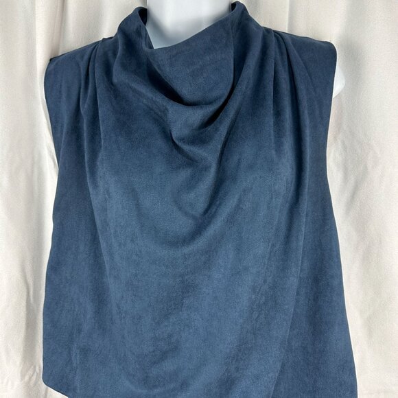 TCEC Womens Sleeveless Draped Cowl Neck Dress Large Polyester Blue Size L - Picture 2 of 7